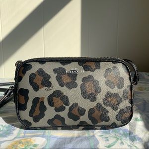 Coach Grey Ocelot Print Mini Crossbody Bag